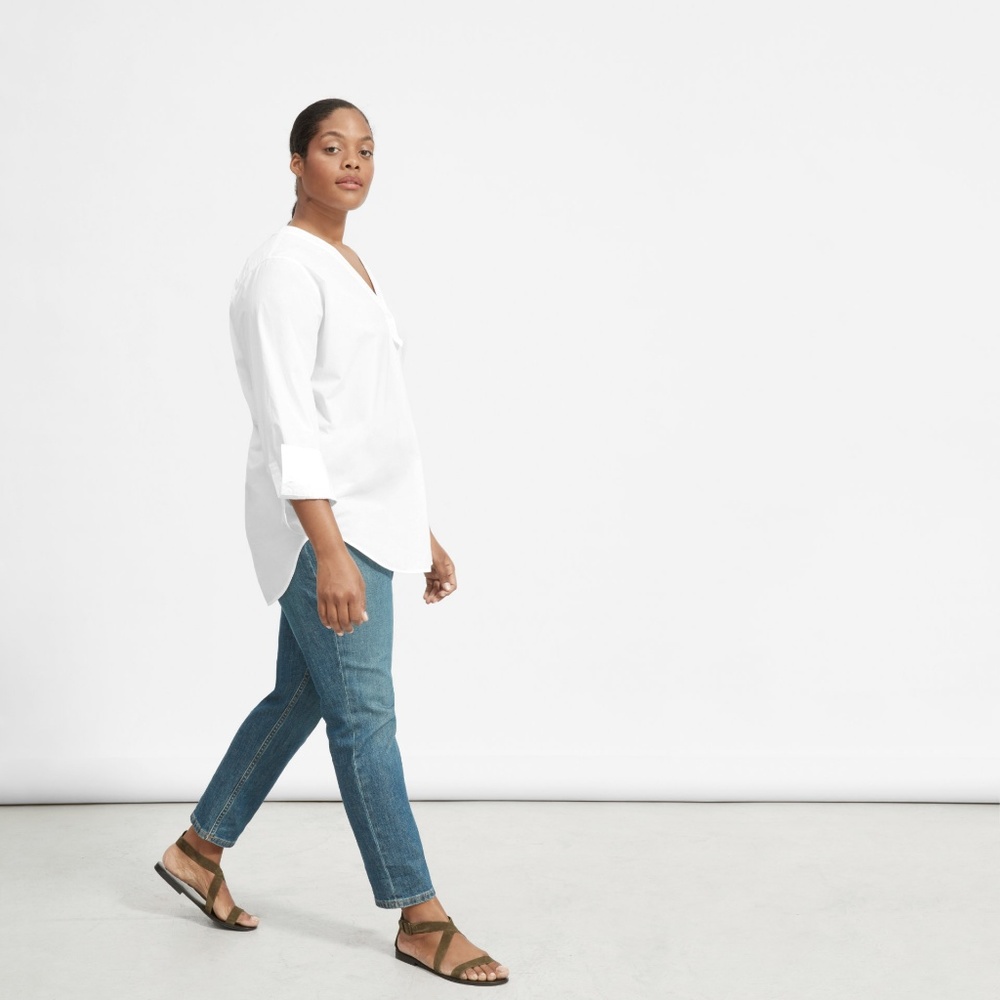 Poplin V-Neck Tunic Shirt